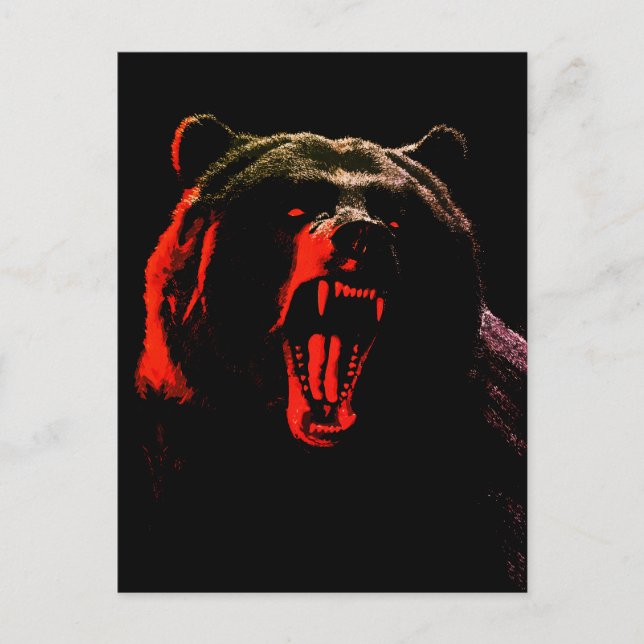Dark Wild Bear Portrait in Dramatic Lighting Postcard (Front)