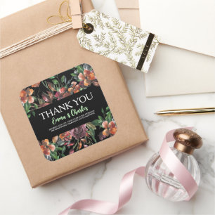 Dark Wild Flowers Save The Date  Square Sticker