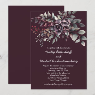 Dark Wine, Dusty Lavender, Dusty Purple, Sage   Invitation