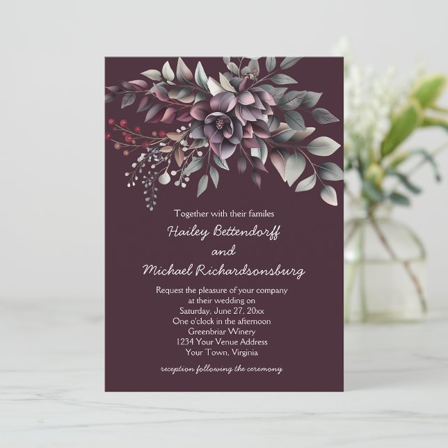 Dark Wine, Dusty Lavender, Dusty Purple, Sage | Invitation (Creator Uploaded)