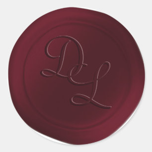 Dark Wine Red 2 Letter Monogram Wax Seal Stickers