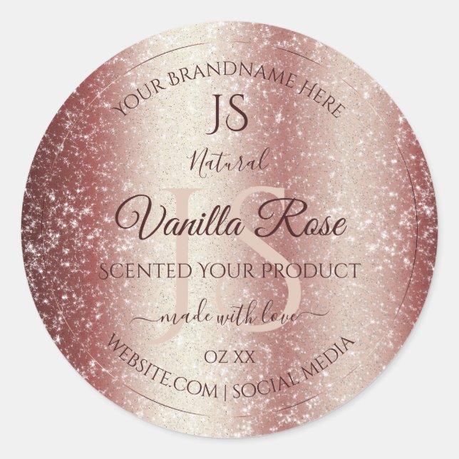 Dark Wine Red Soft Glitter Product Labels Monogram (Front)