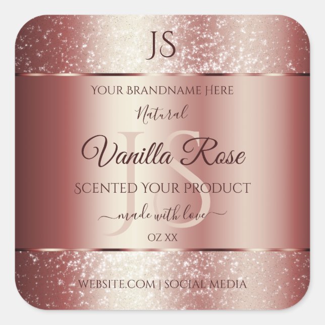 Dark Wine Red Soft Glitter Product Labels Monogram (Front)