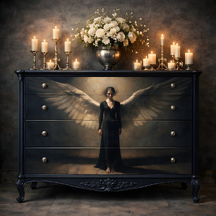 Dark Winged Angel Dramatic Fine Art Decoupage Tissue Paper