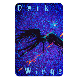 Dark winged figure flying across the space magnet