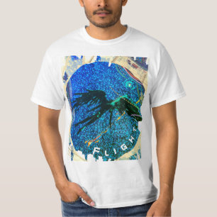 Dark winged figure flying across the space T-Shirt