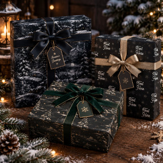 Dark Winter Elegance Collection Wrapping Paper Sheet