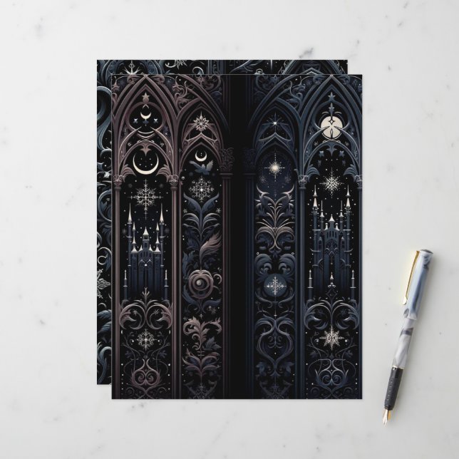 Dark Winter Gothic Paper Craft Cardstock (Front/Back In Situ)