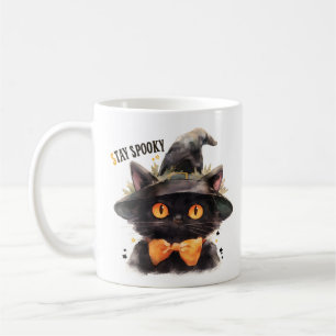 Dark Witch Cat with Bow Tie Halloween Coffee Mug