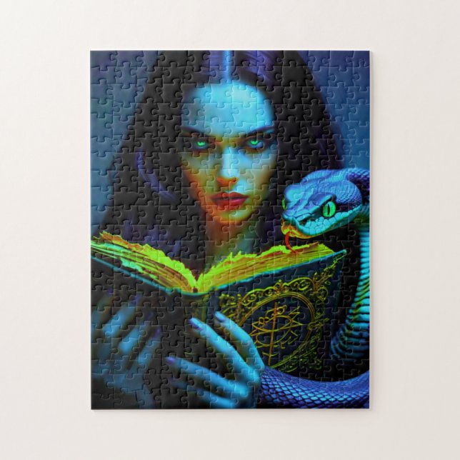 Dark Witch with snake and Spell book Jigsaw Puzzle (Vertical)