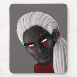 Dark Wizard Character White Eyes And Tattoos Mouse Mat