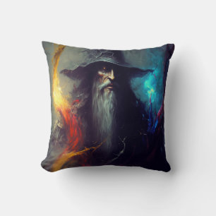 Dark Wizard Fantasy Pillow Mage Art