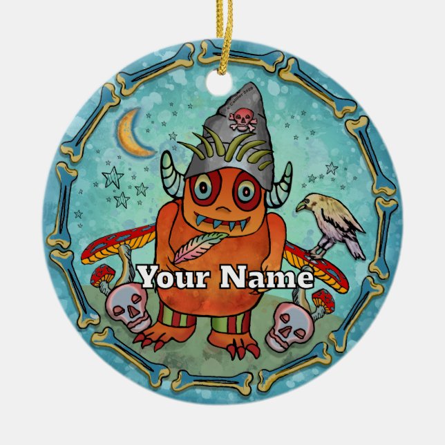 Dark Wizard Monster Ceramic Tree Decoration (Front)