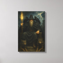 Dark Wizard with Wolves and Ravens on Throne