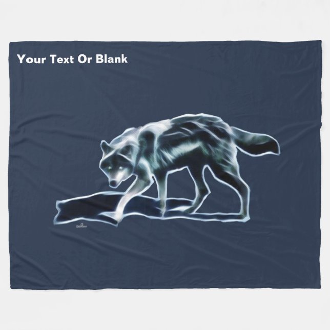 Dark Wolf Fleece Blanket (Front (Horizontal))