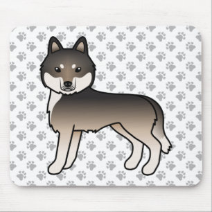 Dark Wolf Grey Siberian Husky Cute Cartoon Dog Mouse Mat