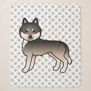 Dark Wolf Grey Siberian Husky Cute Cartoon Dog Sherpa Blanket