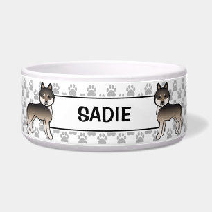Dark Wolf Grey Siberian Husky Dogs And Name & Paws