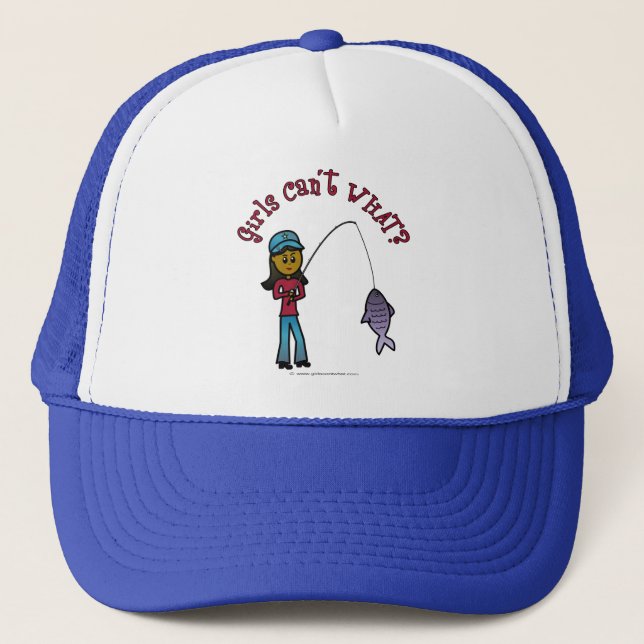 Dark Woman Fishing Trucker Hat (Front)