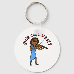 Dark Woman Playing Violin Key Ring