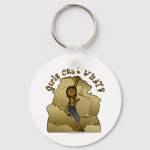 Dark Woman Rock Climber Key Ring