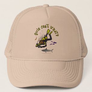 Dark Woman Scuba Diver Trucker Hat