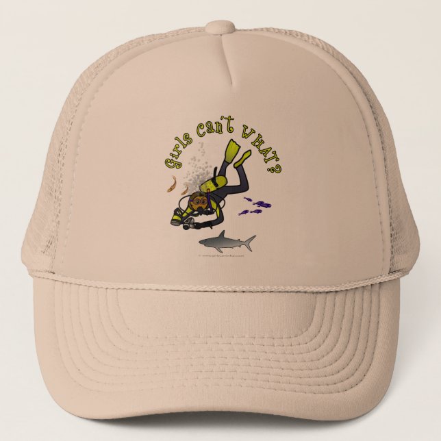 Dark Woman Scuba Diver Trucker Hat (Front)