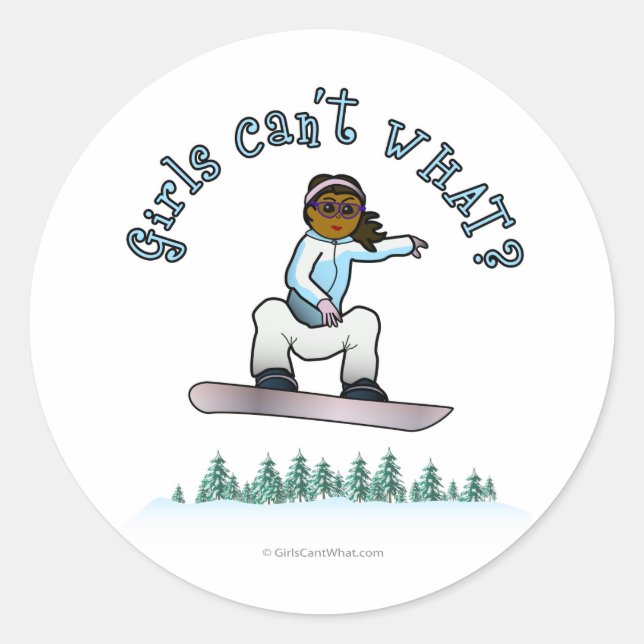 Dark Womens Snowboarding Classic Round Sticker (Front)
