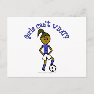 Dark Womens Soccer in Blue Uniform Postcard