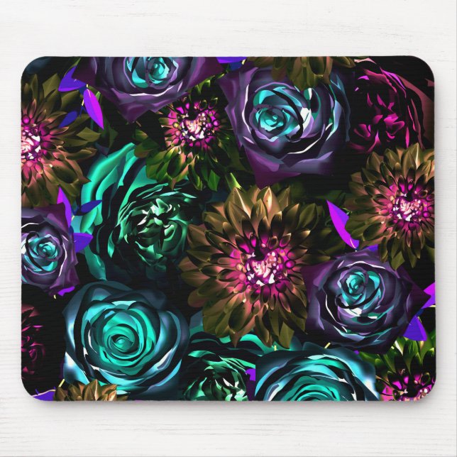 Dark Wonderland Bold Glamour Floral Flowers Mouse Mat (Front)