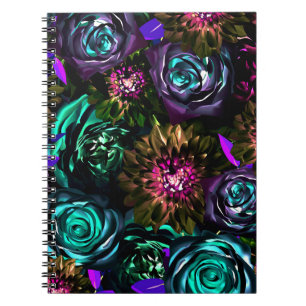 Dark Wonderland Bold Glamour Floral Flowers Notebook