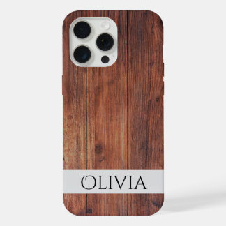 dark wood and modern personalized iPhone 15 pro max case