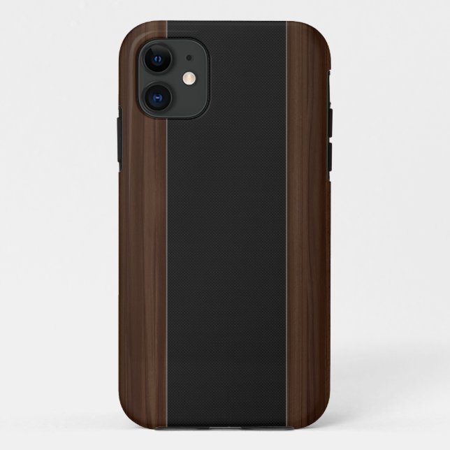 Dark Wood & Carbon Fibre Stripe iPhone 5 Case (Back)