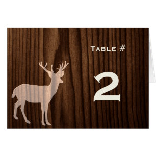 Dark Wood Deer Wedding Reception Table Number