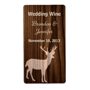 Dark Wood Deer Wild Life Mini Wine Labels