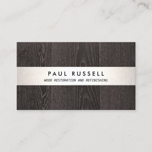 Dark Wood Grain Rustic Carpentry and Flooring Business Card (Front)