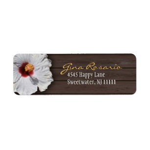 Dark Wood & Hibiscus : Return Address Labels