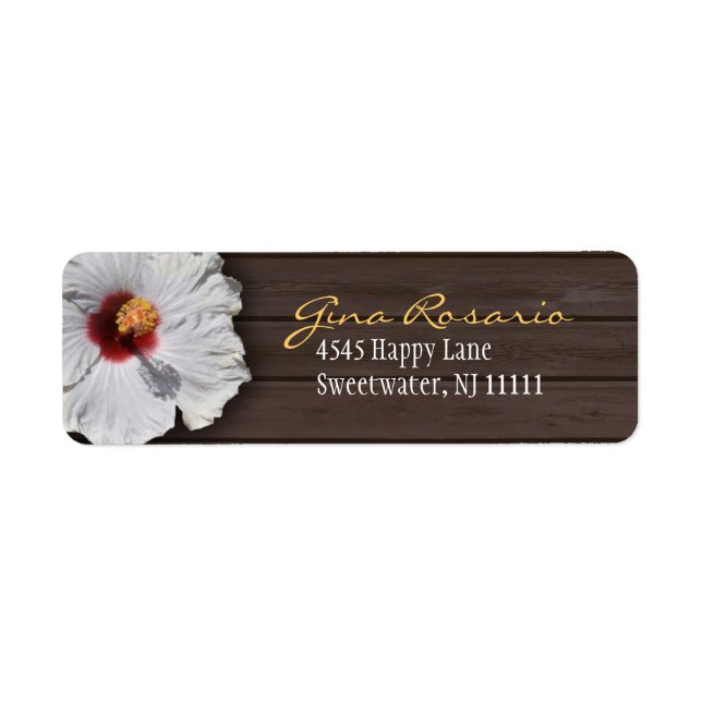 Dark Wood & Hibiscus : Return Address Labels (Front)
