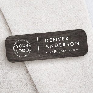 Dark wood look modern logo, name and title tag