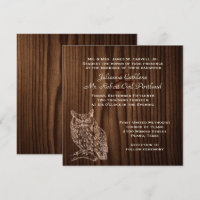 Dark Wood Owl Wild Life Wedding Invitation
