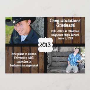 Dark Wood Photo Graduation Announcement