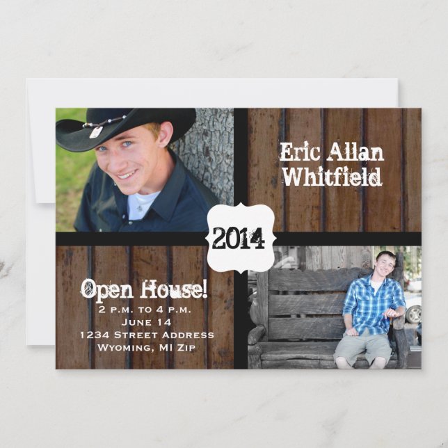 Dark Wood Photo Graduation Announcement Invitation (Front)