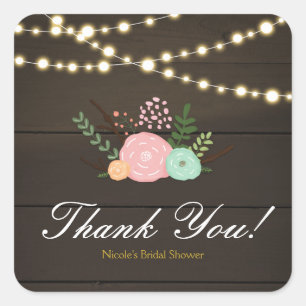 Dark Wood & Rustic Floral & Lights Favour Stickers