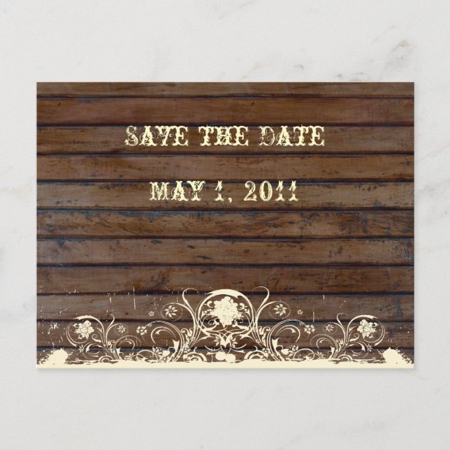 Dark Wood Save the Date Announcement Postcard (Front)