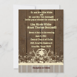 Dark Wood Shabby Lace Country Wedding Invitation