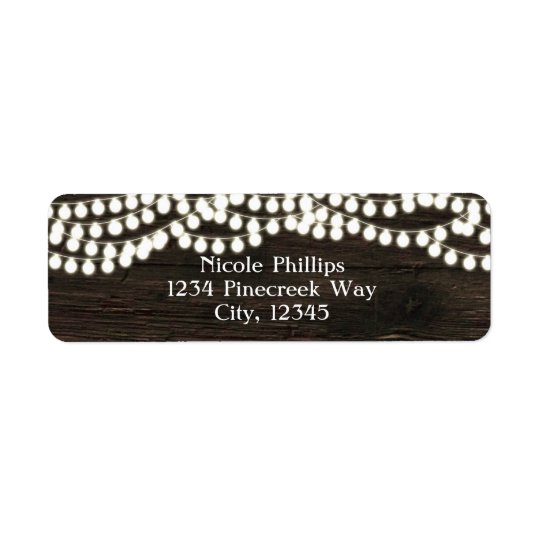 Dark Wood & String Lights Rustic Address Labels