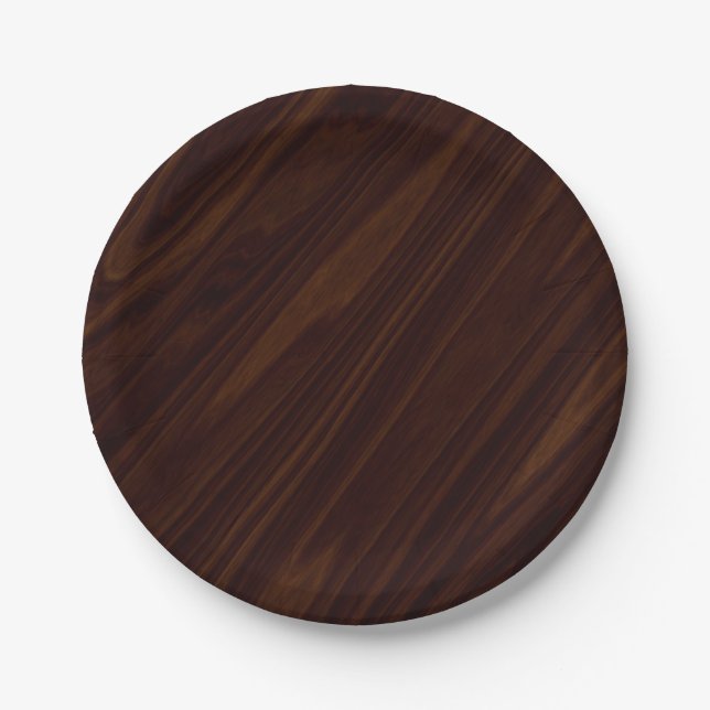 Dark Wood Texture Paper Plate (Front)