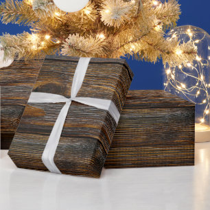 Dark Wood Western Natural Style  Wrapping Paper