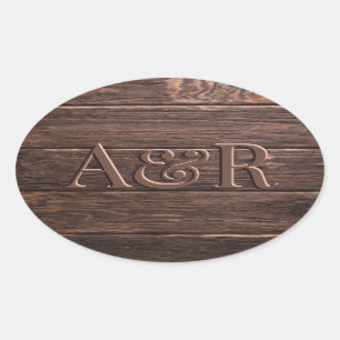 Dark Wooden effect Sticker monogram,