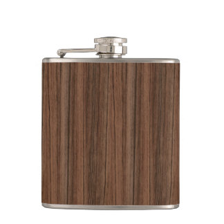 Dark Wooden Texture Hip Flask